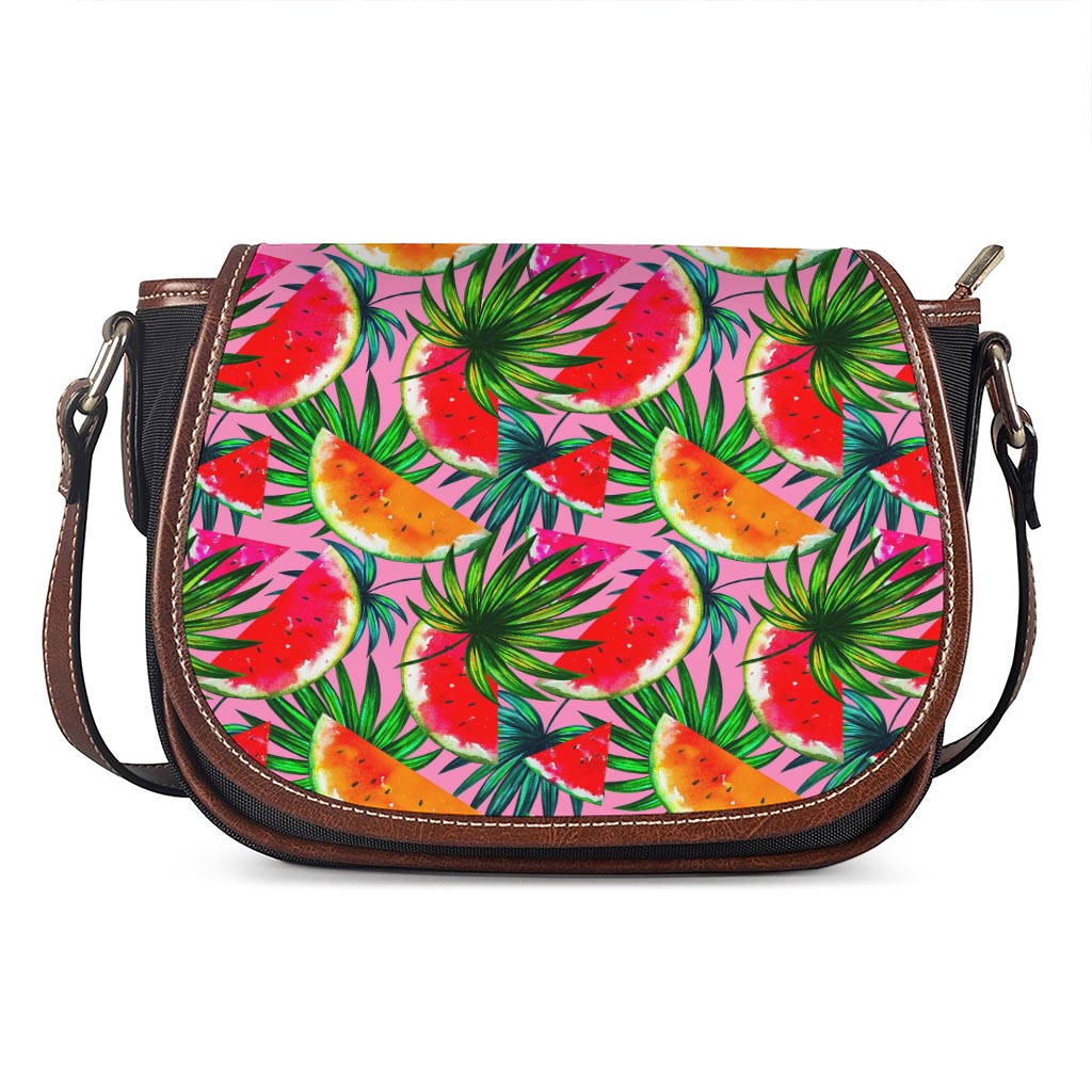 Colorful Leaf Watermelon Pattern Print Saddle Bag