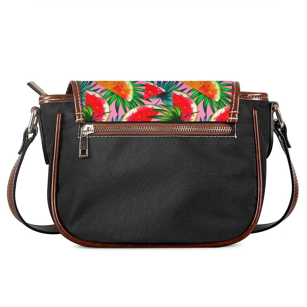 Colorful Leaf Watermelon Pattern Print Saddle Bag