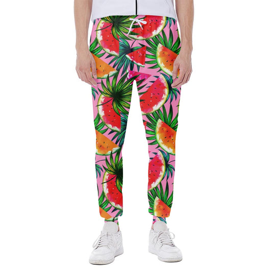 Colorful Leaf Watermelon Pattern Print Scuba Joggers