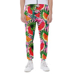 Colorful Leaf Watermelon Pattern Print Scuba Joggers