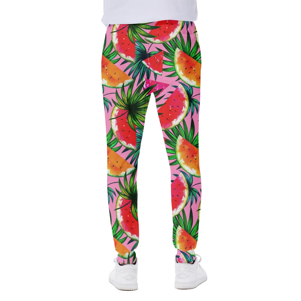 Colorful Leaf Watermelon Pattern Print Scuba Joggers
