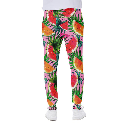Colorful Leaf Watermelon Pattern Print Scuba Joggers