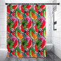 Colorful Leaf Watermelon Pattern Print Shower Curtain