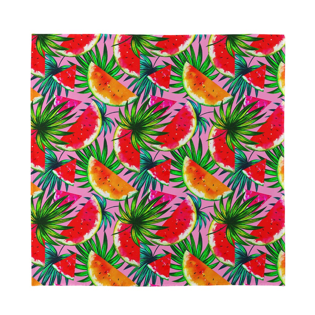 Colorful Leaf Watermelon Pattern Print Silk Bandana