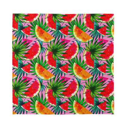 Colorful Leaf Watermelon Pattern Print Silk Bandana