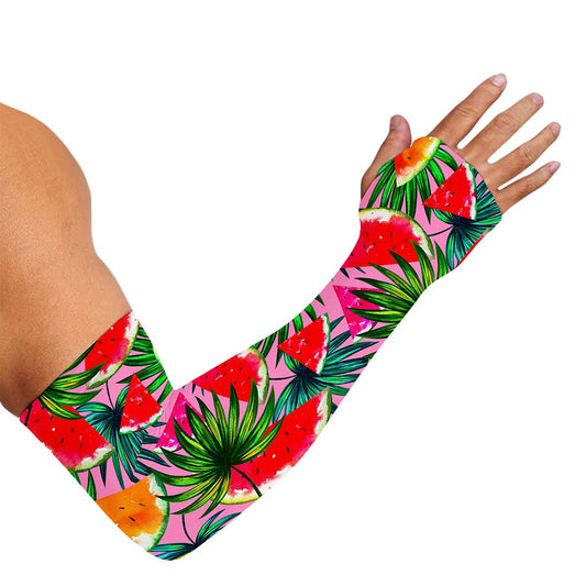 Colorful Leaf Watermelon Pattern Print Sun Protection Arm Sleeves