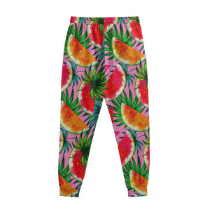 Colorful Leaf Watermelon Pattern Print Sweatpants