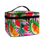 Colorful Leaf Watermelon Pattern Print Travel Makeup Bag
