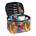 Colorful Leaf Watermelon Pattern Print Travel Makeup Bag