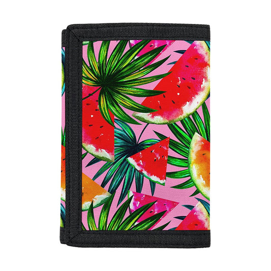 Colorful Leaf Watermelon Pattern Print Trifold Wallet