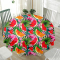 Colorful Leaf Watermelon Pattern Print Waterproof Round Tablecloth