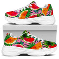 Colorful Leaf Watermelon Pattern Print White Chunky Shoes