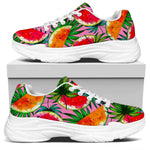 Colorful Leaf Watermelon Pattern Print White Chunky Shoes