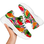 Colorful Leaf Watermelon Pattern Print White Chunky Shoes