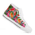 Colorful Leaf Watermelon Pattern Print White High Top Sneakers