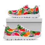 Colorful Leaf Watermelon Pattern Print White Running Shoes