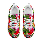 Colorful Leaf Watermelon Pattern Print White Running Shoes