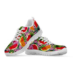 Colorful Leaf Watermelon Pattern Print White Running Shoes