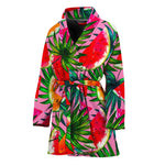 Colorful Leaf Watermelon Pattern Print Women's Bathrobe