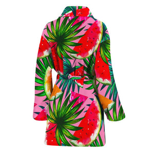 Colorful Leaf Watermelon Pattern Print Women's Bathrobe