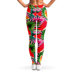 Colorful Leaf Watermelon Pattern Print Women's Leggings