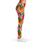 Colorful Leaf Watermelon Pattern Print Women's Leggings
