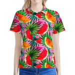 Colorful Leaf Watermelon Pattern Print Women's Polo Shirt