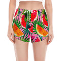 Colorful Leaf Watermelon Pattern Print Women's Split Running Shorts