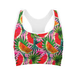 Colorful Leaf Watermelon Pattern Print Women's Sports Bra