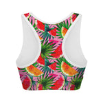 Colorful Leaf Watermelon Pattern Print Women's Sports Bra