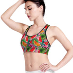 Colorful Leaf Watermelon Pattern Print Women's Sports Bra