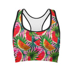 Colorful Leaf Watermelon Pattern Print Women's Sports Bra