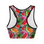 Colorful Leaf Watermelon Pattern Print Women's Sports Bra
