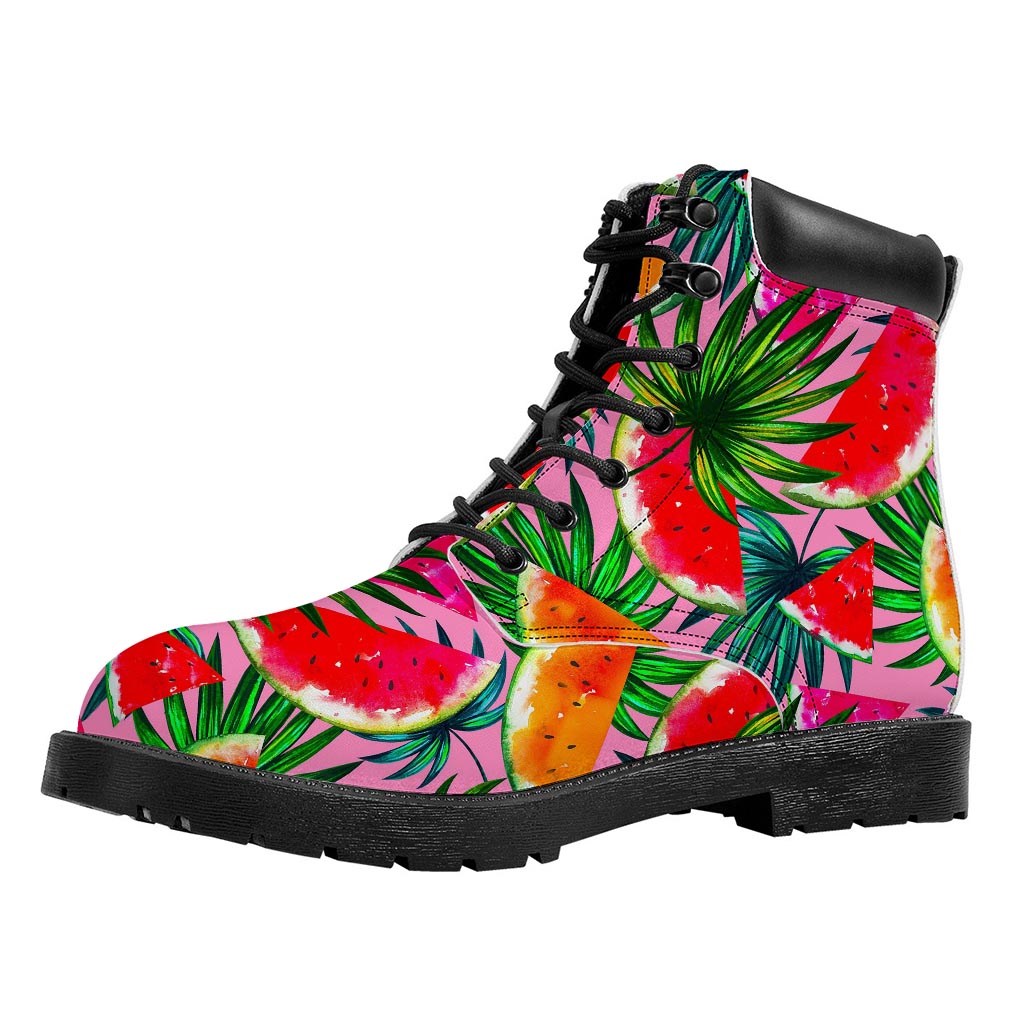 Colorful Leaf Watermelon Pattern Print Work Boots