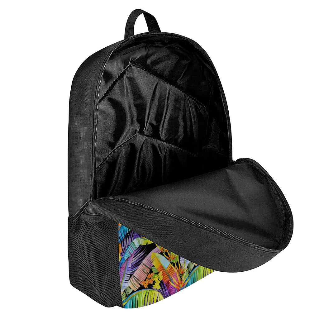 Colorful Leaves Tropical Pattern Print 17 Inch Backpack