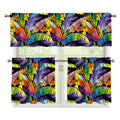 Colorful Leaves Tropical Pattern Print 3 Piece Kitchen Curtains