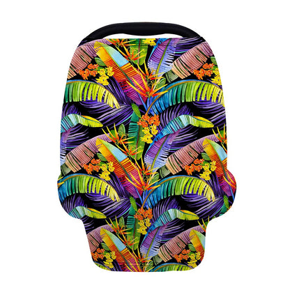 Colorful Leaves Tropical Pattern Print Baby Seat Cover