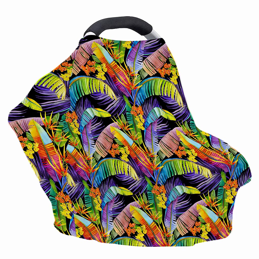 Colorful Leaves Tropical Pattern Print Baby Seat Cover