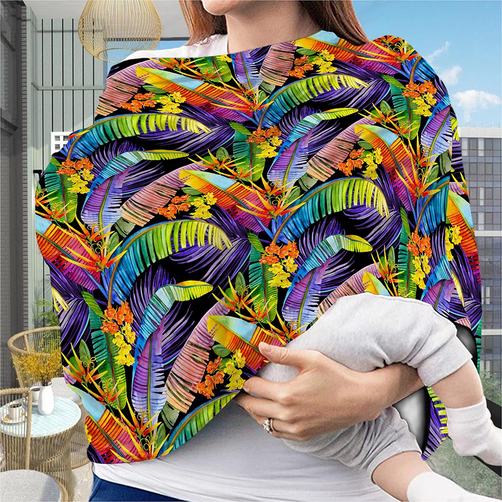 Colorful Leaves Tropical Pattern Print Baby Seat Cover