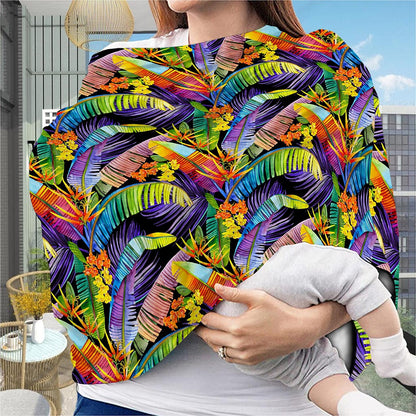 Colorful Leaves Tropical Pattern Print Baby Seat Cover
