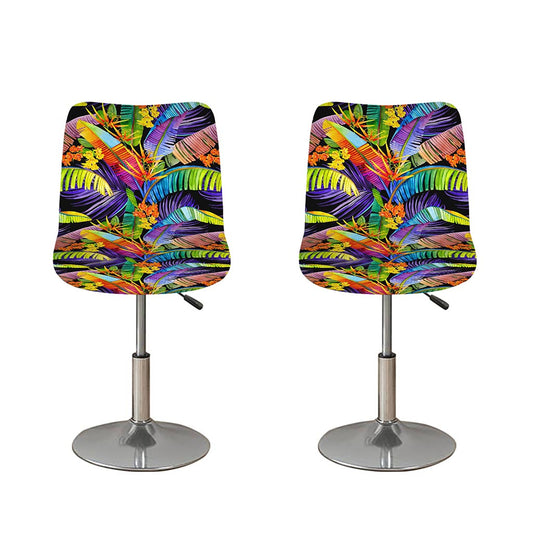 Colorful Leaves Tropical Pattern Print Bar Stool Covers