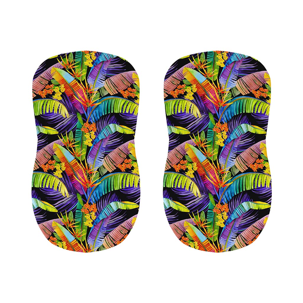 Colorful Leaves Tropical Pattern Print Bar Stool Covers