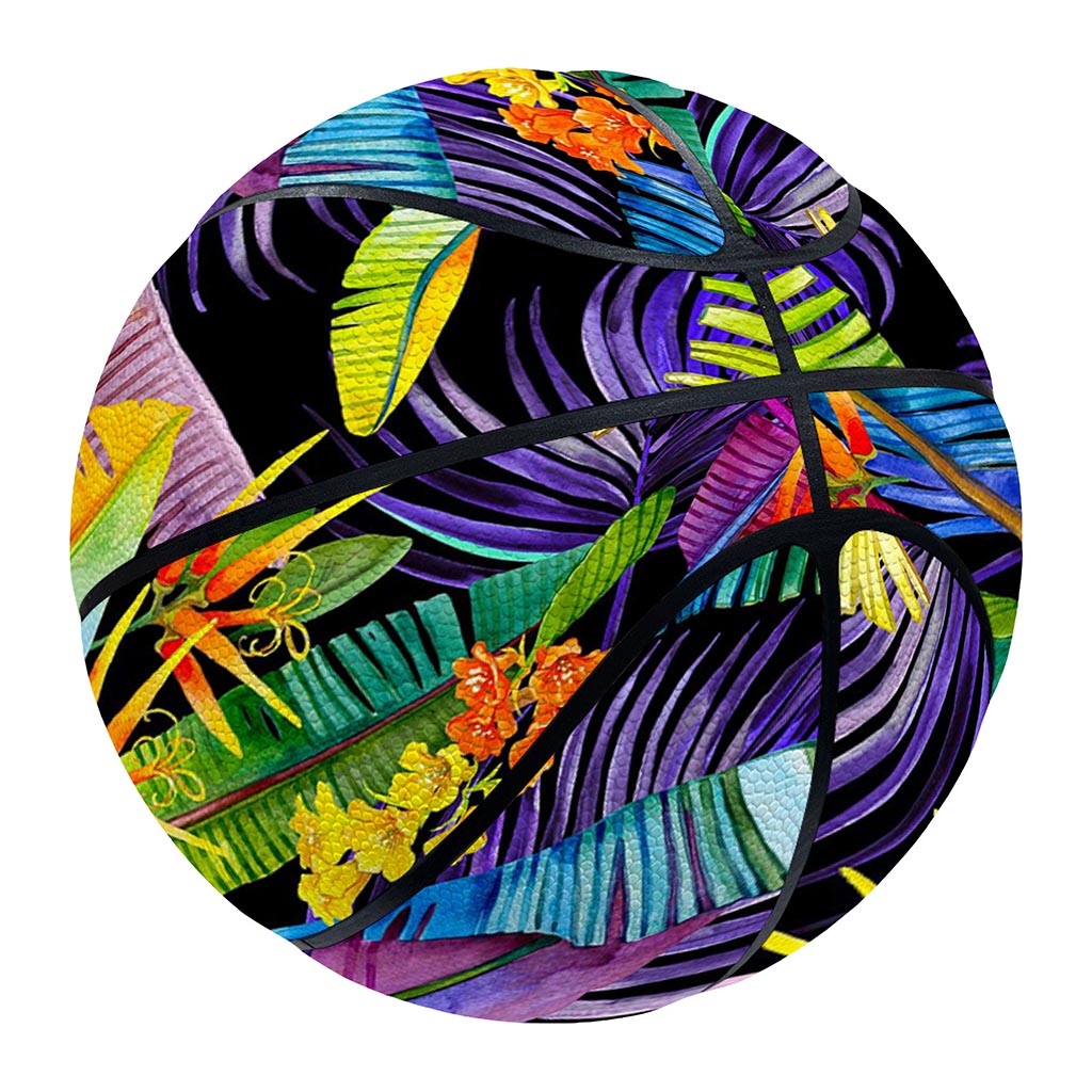 Colorful Leaves Tropical Pattern Print Basketball