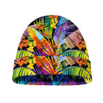 Colorful Leaves Tropical Pattern Print Beanie