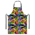 Colorful Leaves Tropical Pattern Print Bib Apron With Pocket