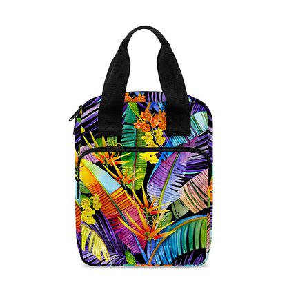Colorful Leaves Tropical Pattern Print Bible Tote Bag