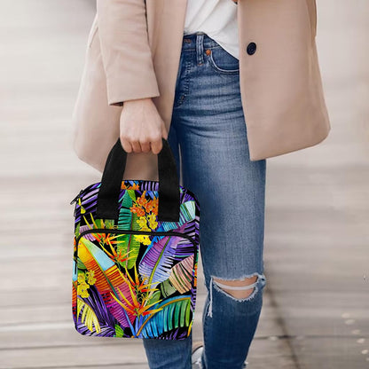 Colorful Leaves Tropical Pattern Print Bible Tote Bag
