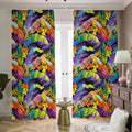 Colorful Leaves Tropical Pattern Print Dimout Pencil Pleat Curtains