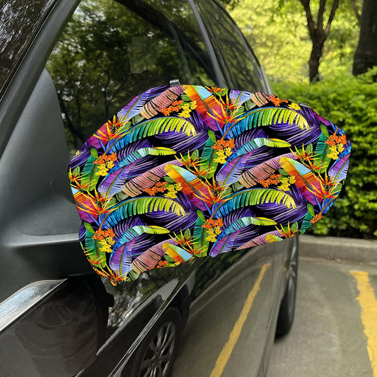 Colorful Leaves Tropical Pattern Print Car Side Mirror Covers