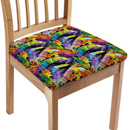 Colorful Leaves Tropical Pattern Print Chair Cushion Cover